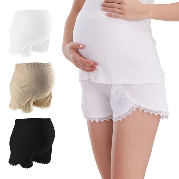

maternity bottoms womens mid-thigh lace pettipant seamless soft abdomen short pants shorts women elastic abdominal for pregnant, White