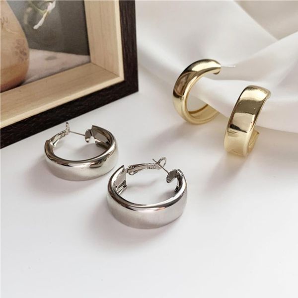 

hoop & huggie fashion big ear ring metal mirror earrings for women luxury design jewelry korean version wedding party, Golden;silver