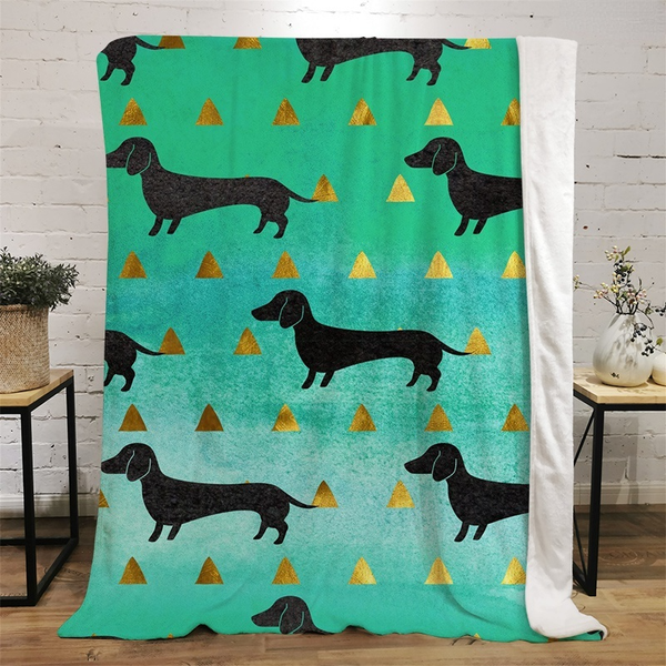 

cloocl cartoons dachshund dog print flannel blankets shawl office air conditioning nap travel blanket 3d keep warm shawls