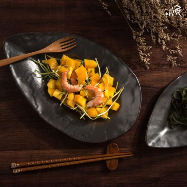 

dishes & plates creative personality plate ceramic melon seed restored flame tableware large fish restaurant table