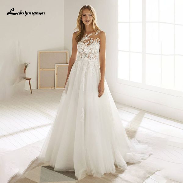 

2021 new boho 3d flowers robe mariee lace appliques tulle bridal beach wedding gowns vestido de noiva 18yj, White