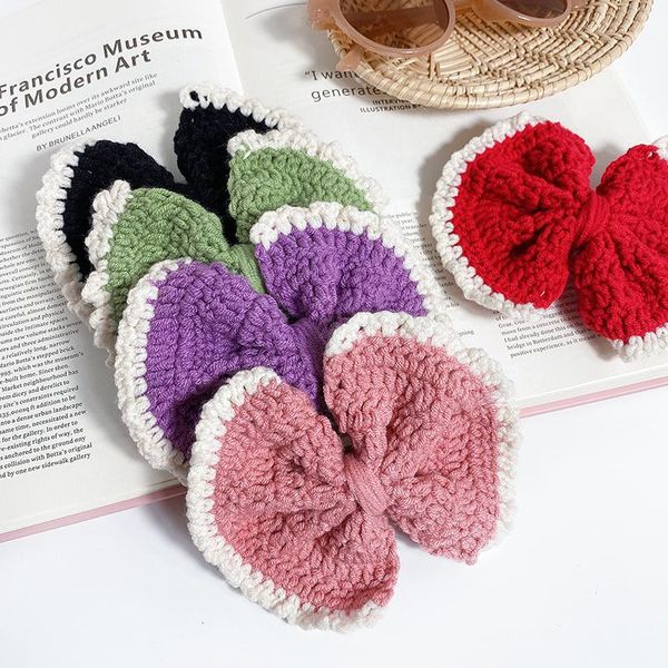 

hair accessories children cute candy knitting bow elastic bands hairpins girl lovely scrunchies rubber kids clip, Slivery;white