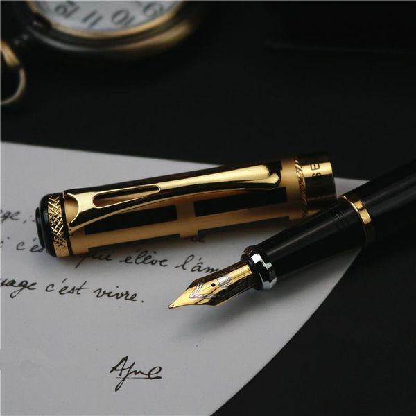 

elegant high-quality fountain pen office school student writing ink pen iridium nib metal penholder gift box packaging