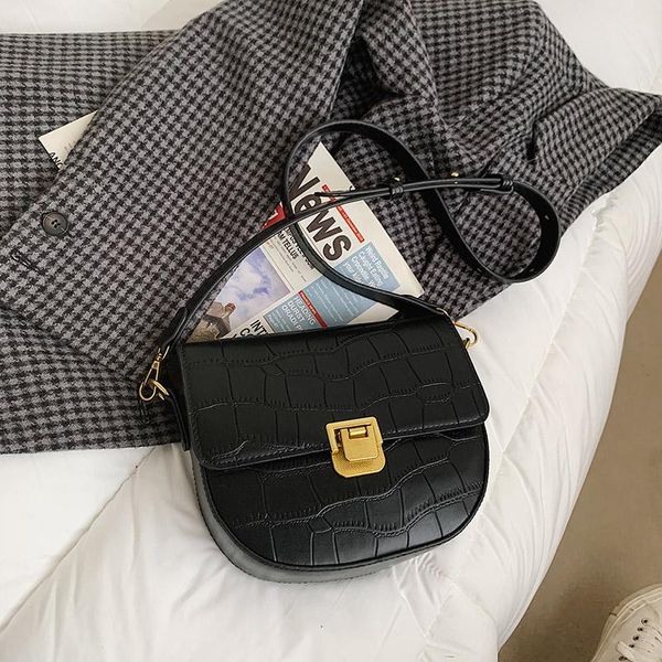 

evening bags ladies fashion lock shoulder bag stone grain saddle mini mobile phone casual small purse messenger
