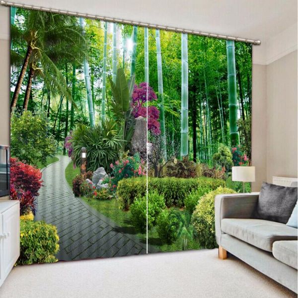 

curtain & drapes 3d customize size park bamboo forest flowers and trees blackout shade window curtains