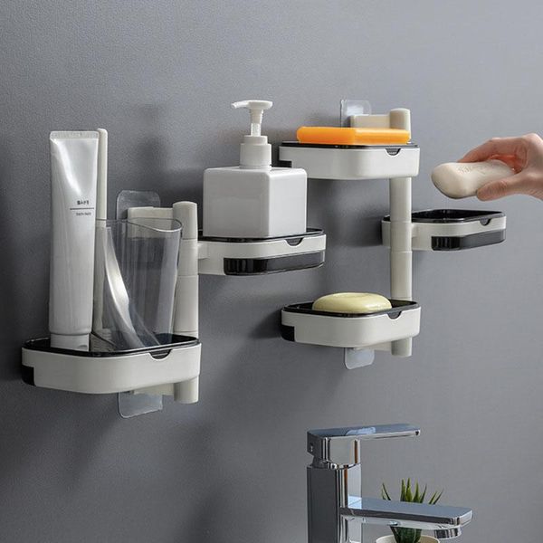 

soap dishes guret rotatable dish for bathroom punch-holder multi-layer drainable storage container home accessories