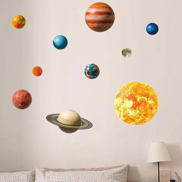 

wall stickers creative eight planets luminous glow in the dark fluorescent ceiling decorative decals for home kids room baby