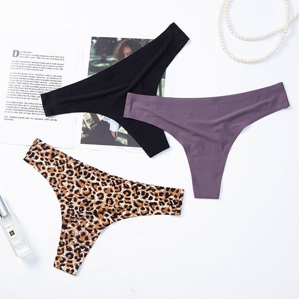 

t-pants leopard women's low waist seamless ice sports underwear, Black;white