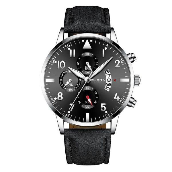 

wristwatches luxury fashion business calendar military sports watch men's analog sport leather quartz mens watches, Slivery;brown