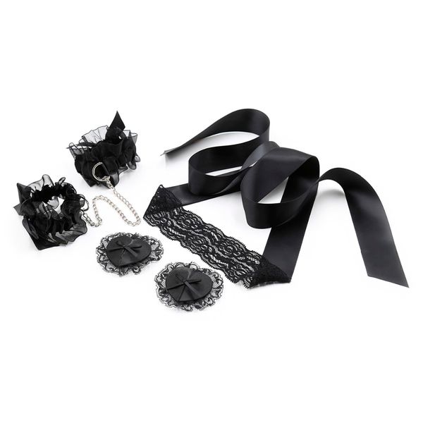 

thierry 3 pcs/ set erotic lace restraint bondage nipple paste wrist cuffs blindfold toy couples game products