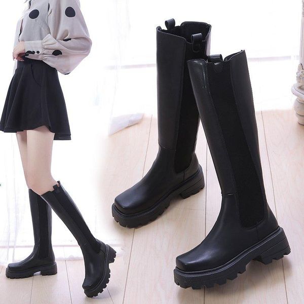 

boots knight 2021 autumn and winter motorcycle women shoes comfortable women's knee high black heels