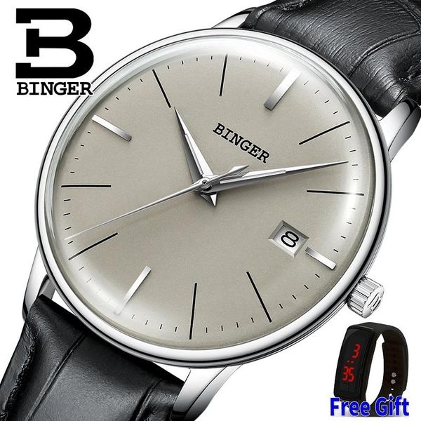 

wristwatches 2021 binger mechanical watch men men's automatic watches sapphire wrist male waterproof reloj hombre b5078m, Slivery;brown