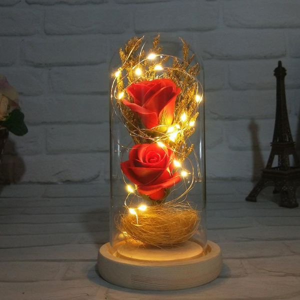 

decorative flowers & wreaths enchanted forever rose flower in glass led light two valentine's day mother's decoration
