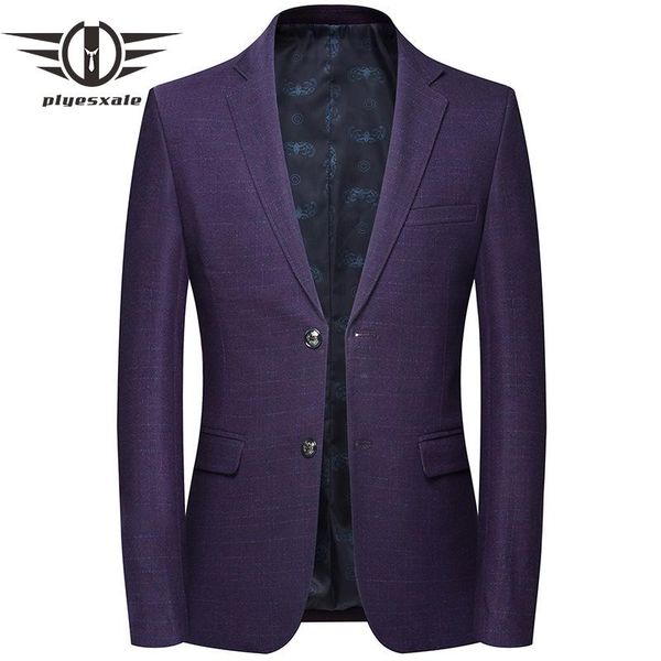 

men's suits & blazers plyesxale wool blazer men 2021 autumn slim fi mens plaid jacket brand blue purple casual hombre q512, White;black