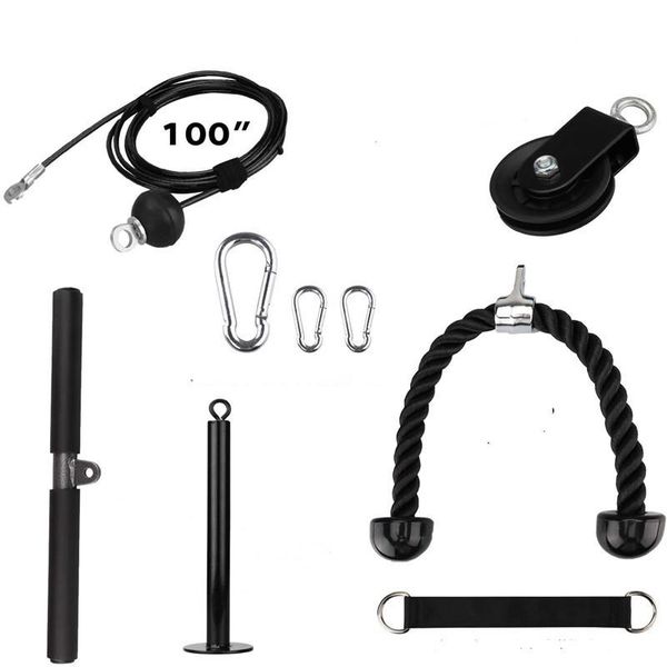 

2021 diy fitness pulley cable rope attachment system tool kit loading pin lifting arm biceps triceps hand strength gym training equipment