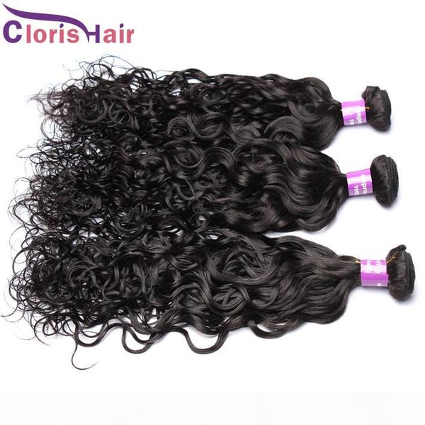 

water wave human hair weave 3pc raw unprocessed indian wet and wavy remi hair extensions nautal wave bundles dhgate vendors, Black