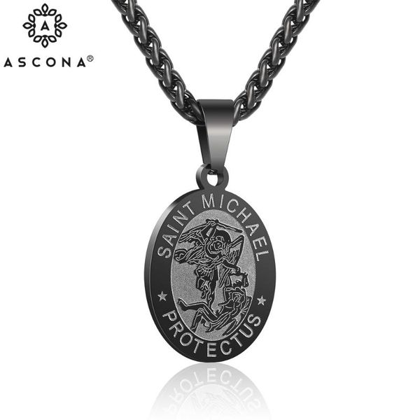 

pendant necklaces ascona catholic saint michael necklace gold silver color stainless steel collares for men jewelry religious