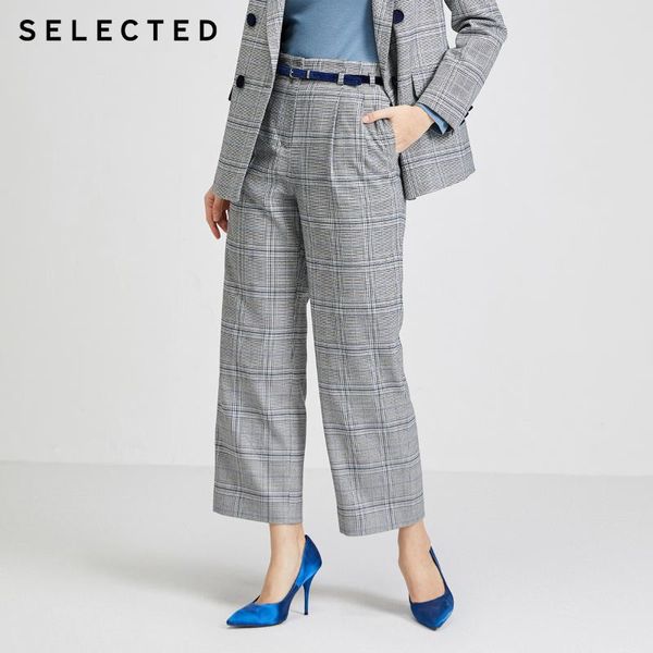 

women's pants & capris selected loose fit checked wide-leg suit s|420118508, Black;white
