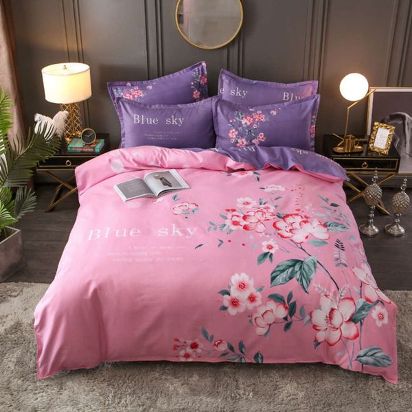 

big print four piece plant plush bedding simple and fashionable family style