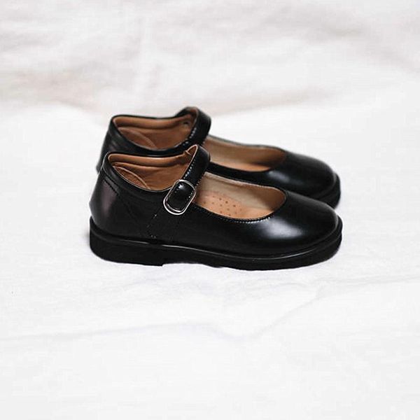 

athletic & outdoor 2021 spring summer girls flat shoes premium pu leather non-slip sole children's casual princess school 6t, Black