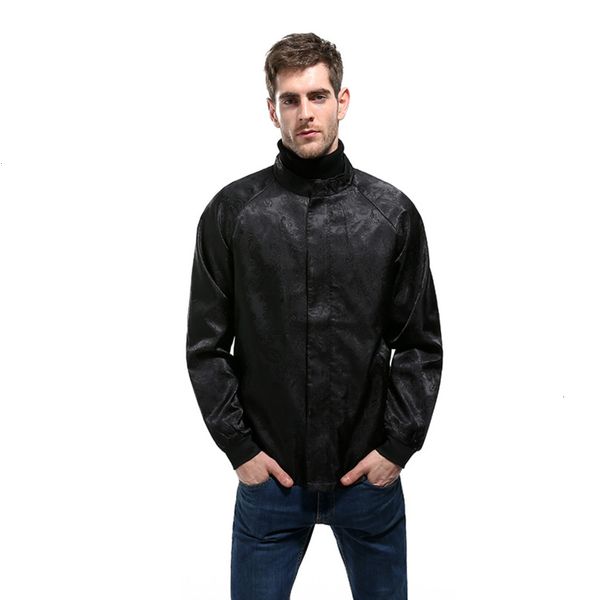 

solid color men's jacket with pattern, dark placket raglan sleeve in autumn and winter, Black;brown