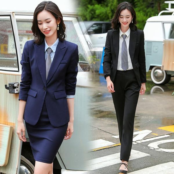 

women's two piece pants izicfly autumn office interview sales work wear clothes for women blazer trouser business elegant suits outfit-, White