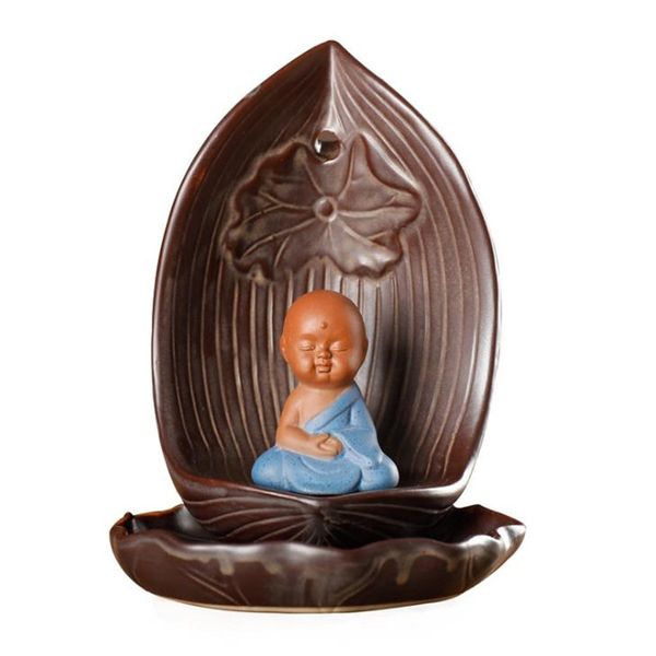 

buddha backflow incense burner ceramic home office decor zen buddhist incense cones holder lotus waterfall aromatherapy censer