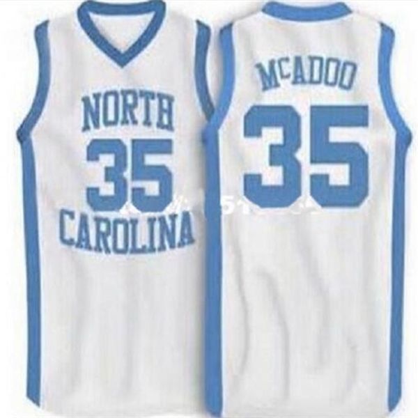 

vintage 21ss #35 nc tarheels white blue bob mcadoo high school game college basketball jersey size s-4xl or custom any name or number, Black