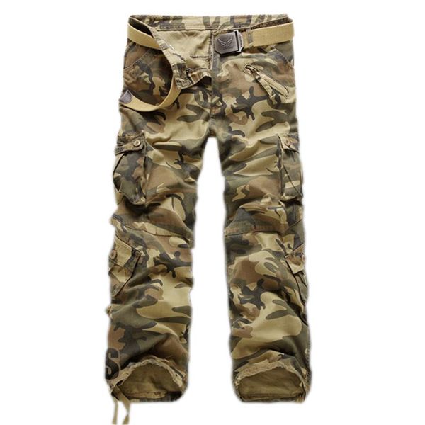 

men's multi-pocket casual camouflage pants men cargo pants washed trouers loose for men new arrival, Black