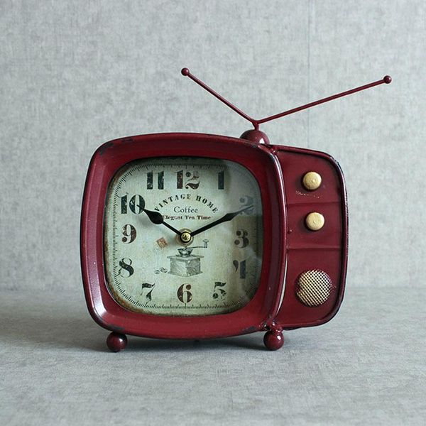 

desk & table clocks european tv clock vintage wrought iron living room bar coffee shop home decoration american retro