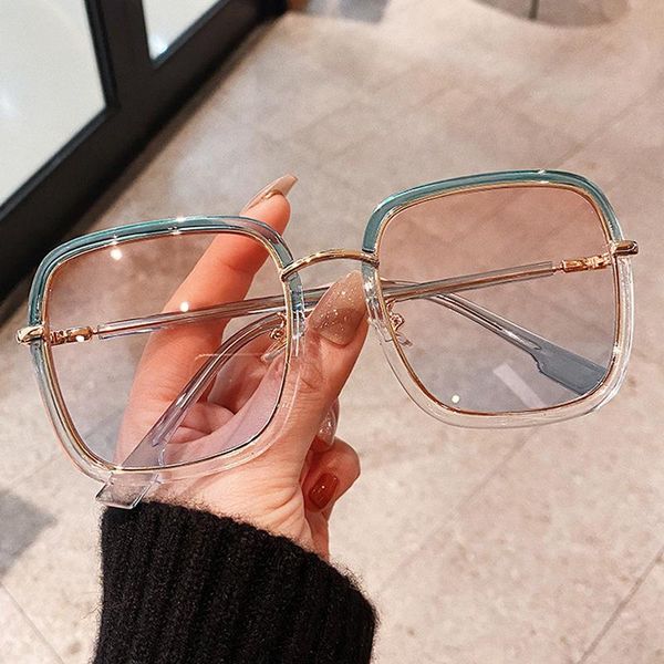 

sunglasses vintage gradient color frame green clear for women 2021 fashion oversized alloy elegant sun glasses female shades, White;black