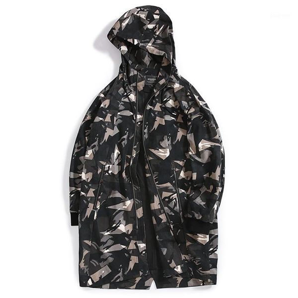 

men's trench coats men windbreaker hooded camouflage jacket plus size looser brand coat big spring winter warm cool male, Tan;black