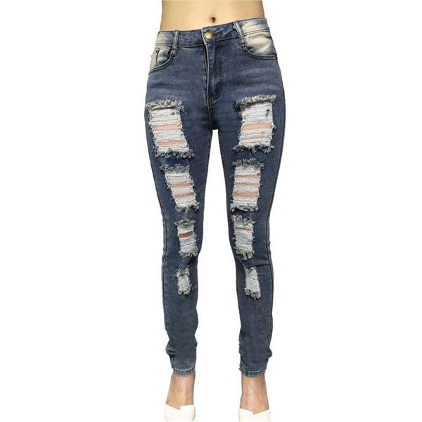 

women's jeans high waist casual pencil pants female women hole jenas fashion slim skinny light blue denim stretch woman