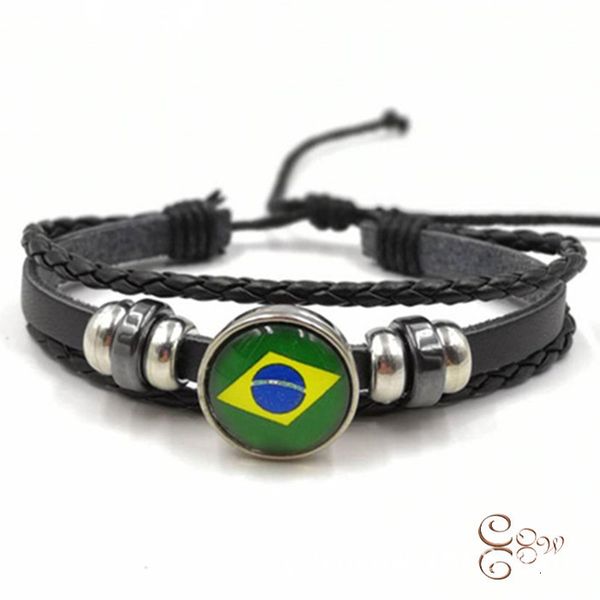 

souvenir alloy russian world cup flag design leather bracelet