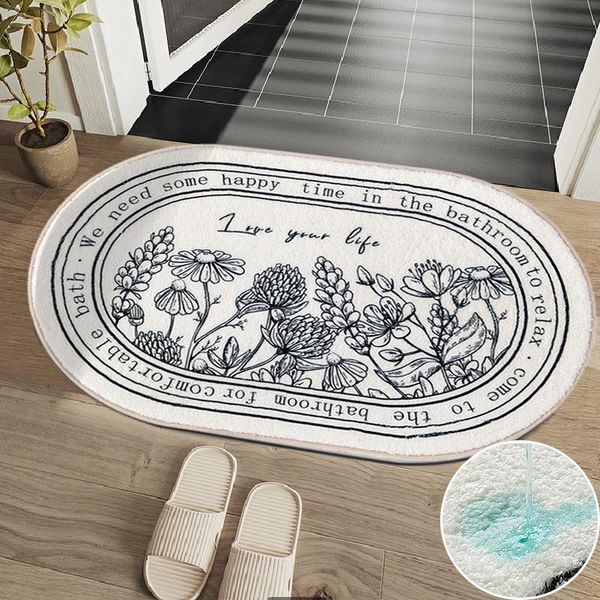 

carpets ins bath mat oval non-slip floor mats for bathroom absorbent area rugs fluffy living room home decor tapis