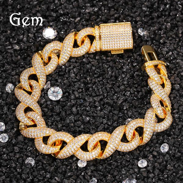 

copper zircon hip hop bracelet trend infinite geometry full diamond bracelet, Silver