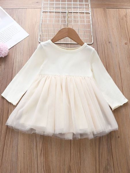 

baby contrast mesh smock dress she, Red;yellow