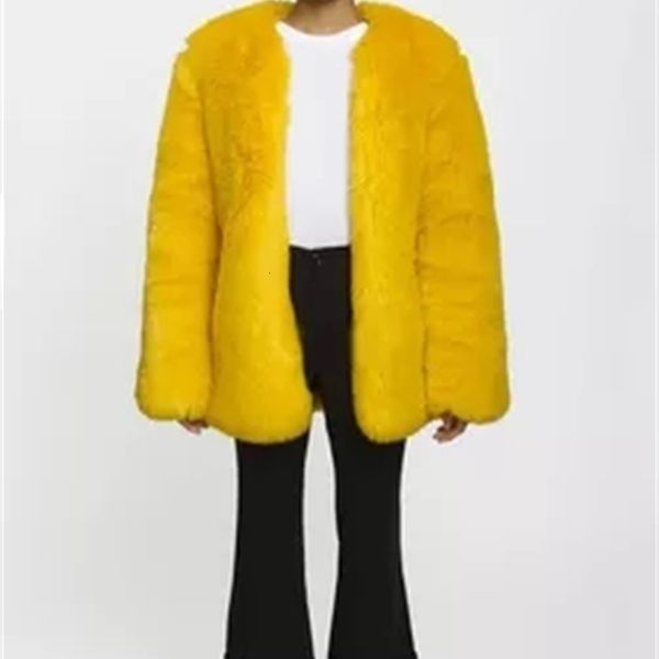 

new high-end fashion style faux fur coat 17s7 aixt, Black