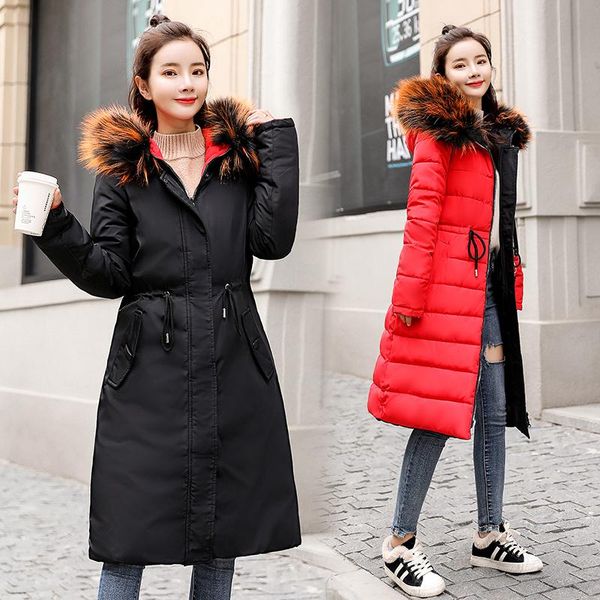 

women's trench coats double sided winter jacket women parkas warm female coat fake fur hooded down cotton thicken, Tan;black
