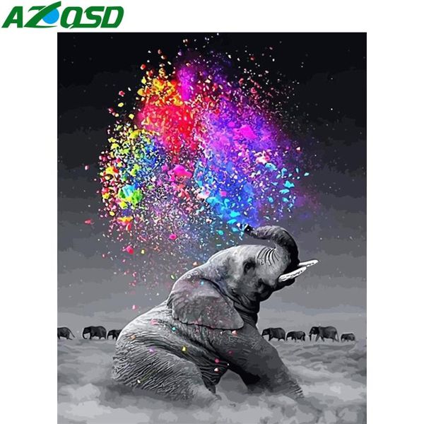 

azqsd diy frame picture by number elephant handmade unique gift oil painting by numbers animal kits handpainted wall art
