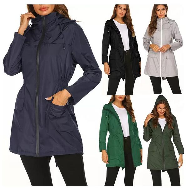

women's outdoor windbreaker female autumn and winter slim medium long coat fashion windbreaker jacket mountaineering suit jacket l-10, Blue;black
