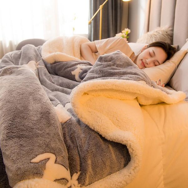

blankets double layer thick blanket quilt coral velvet flannel winter