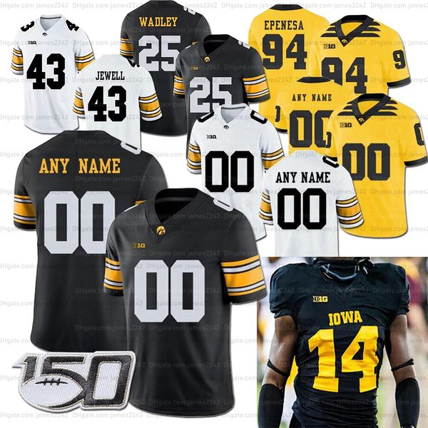 Homens para homens personalizados Juventude Iowa Hawkeyes Jersey de futebol Brandon Smith George Kittle Josey Jewell Josh Jackson Desmond King Nick Niemann