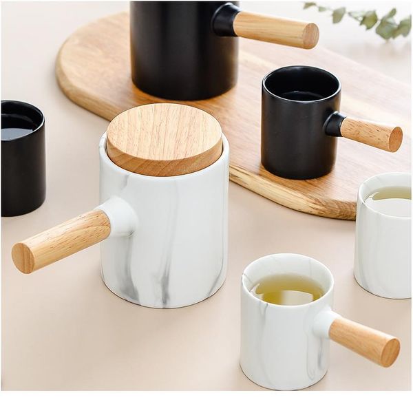 

ceramic tea pot japanese style teapot coffee chinese green tea da hong pao milk oolong puer porcelain wooden habdle tea qyllav