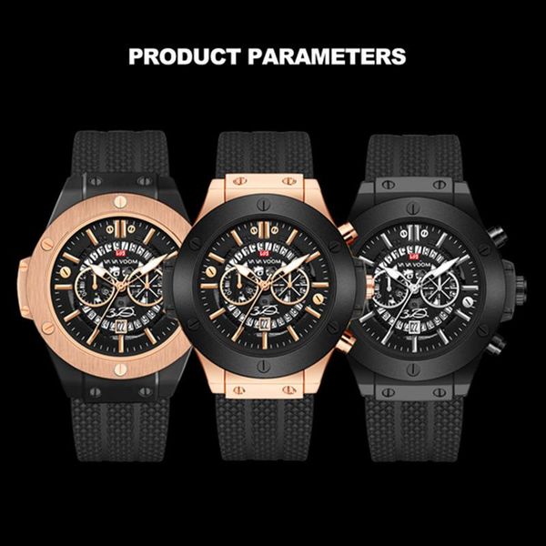 

wristwatches 2021 hollow calendar watch for men waterproof silicone band sport men's, Slivery;brown