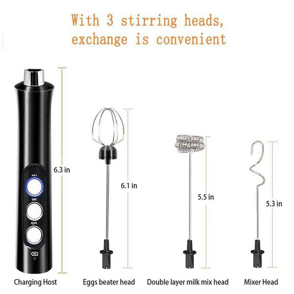 

3 in 1 portable electric blender fruit vegetable juice food mixer usb charging 3 speed hand blenders kitchen milk frother whisk