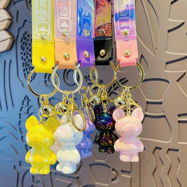 

cartoon fashion keychain key chain keychains buckle lovers car handmade men women bags resin dazzle colour dog doll pendant accessories ysk0, Silver