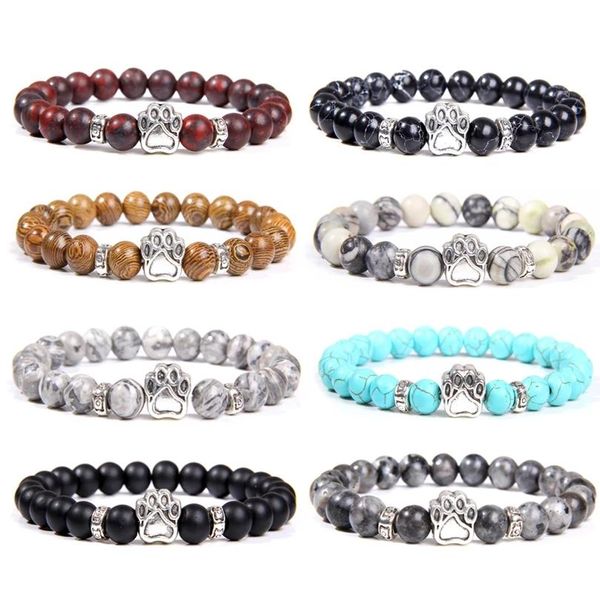 Pedra Natural Grânulos Pulseira Cão Garra Garra De Pata Acessórios Bloodstone Turquesa Ágatas Mulheres Homens Braceletes Criança Bonito Jóias