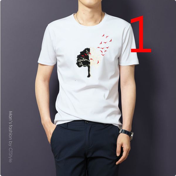 

2021 new short-sleeved t-shirt, round neck behind the color strip for men and women ty36, White;black