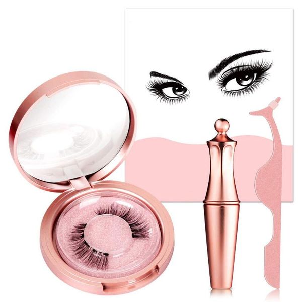 

false eyelashes magnetic eyeliner kit 3d & liquid with lashes eyelash curler reusable falses